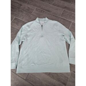 Billy Reid Mens‎ Light Blue Green Seafoam Quarter Zip Pullover Size XL Cotton